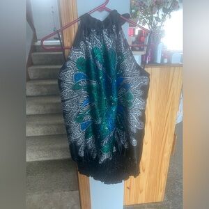 Dots Black and Green Paisley Halter Top